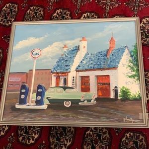 Acrylic on canvas gassing up in the 50s